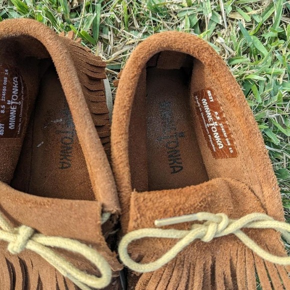 Minnetonka Venice Moccasin Booties Women 8.5 457T Brown Suede Ankle Boots Fringe - Picture 8 of 8
